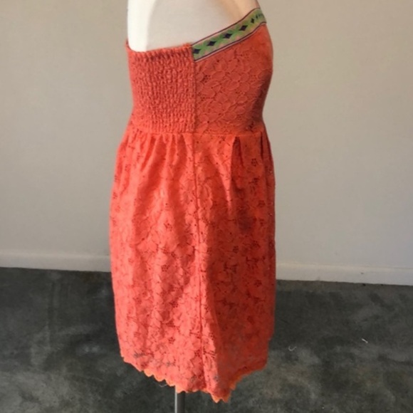 💫3 for $15/🌟5 for $20 Flying Tomato Orange Lace Strapless Dress size small - Picture 3 of 9